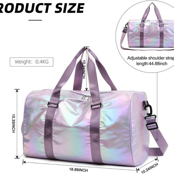 Gym Bag with Shoes Compartment,Sports Duffle Bag for Girls,Waterproof Travel Gym - Picture 3 of 7